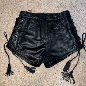 Nasty Gal Black Leather Lace-up Shorts